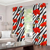 Black White Zebra Flower Pattern Print Grommet Curtains