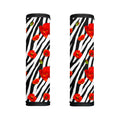 Black White Zebra Flower Pattern Print Handle Covers