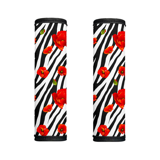 Black White Zebra Flower Pattern Print Handle Covers
