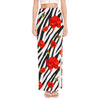 Black White Zebra Flower Pattern Print High Slit Maxi Skirt