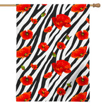 Black White Zebra Flower Pattern Print House Flag