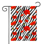 Black White Zebra Flower Pattern Print House Flag