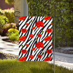 Black White Zebra Flower Pattern Print House Flag