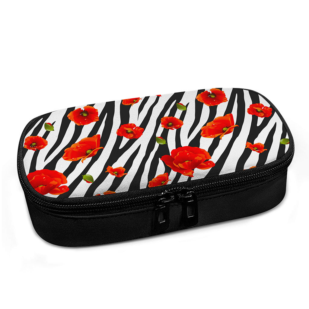 Black White Zebra Flower Pattern Print Insulin Cooler Travel Case