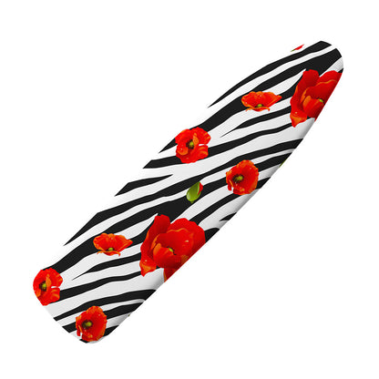 Black White Zebra Flower Pattern Print Ironing Board Cover