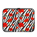Black White Zebra Flower Pattern Print Laptop Sleeve