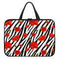 Black White Zebra Flower Pattern Print Laptop Sleeve With Handle