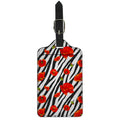 Black White Zebra Flower Pattern Print Luggage Tag