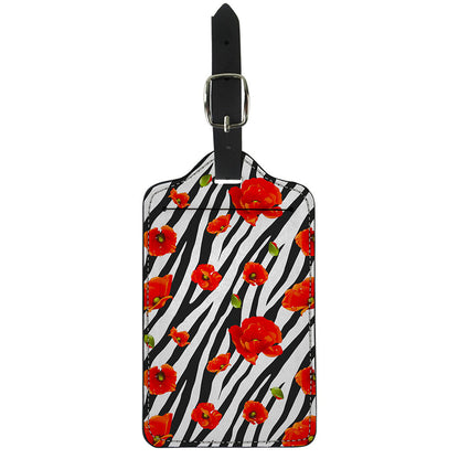Black White Zebra Flower Pattern Print Luggage Tag