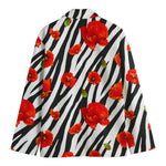 Black White Zebra Flower Pattern Print Men's Blazer