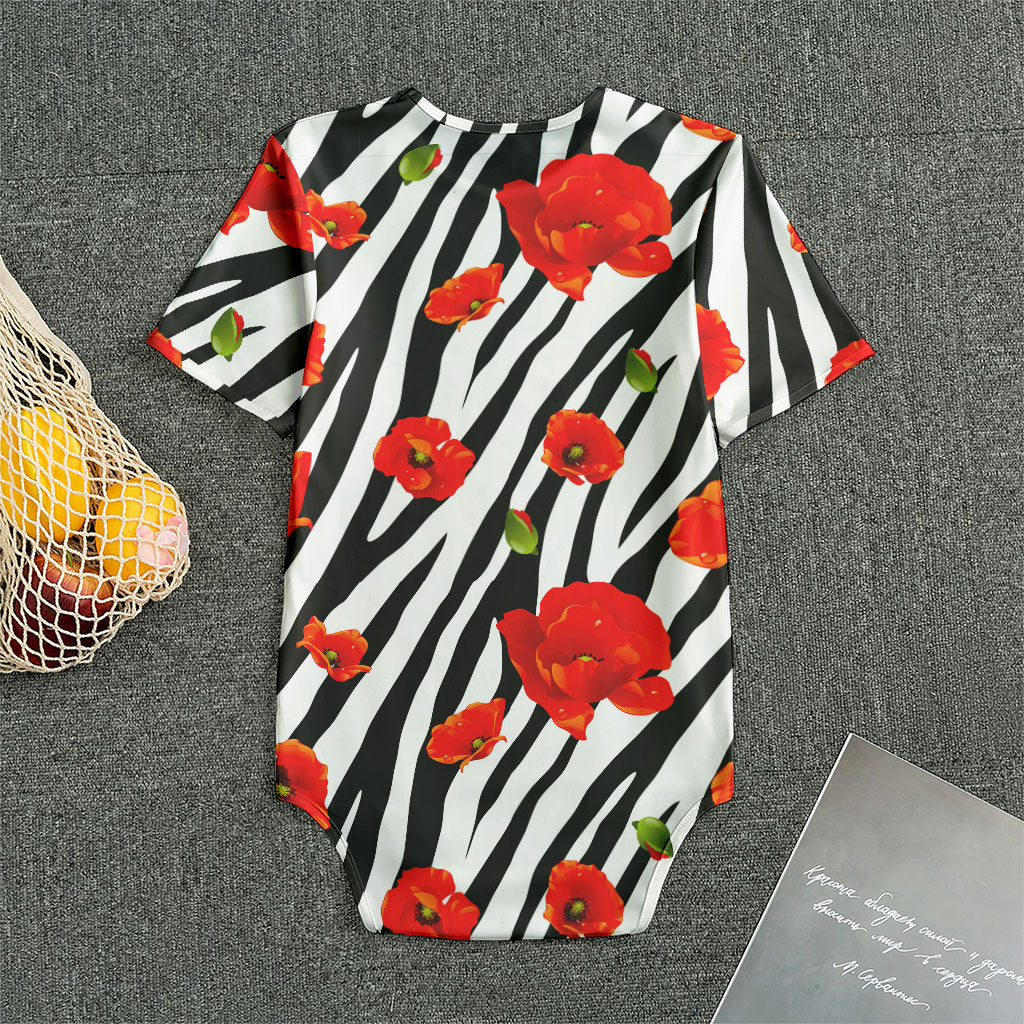 Black White Zebra Flower Pattern Print Men's Bodysuit