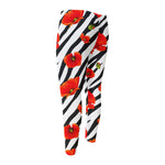 Black White Zebra Flower Pattern Print Men's Compression Pants
