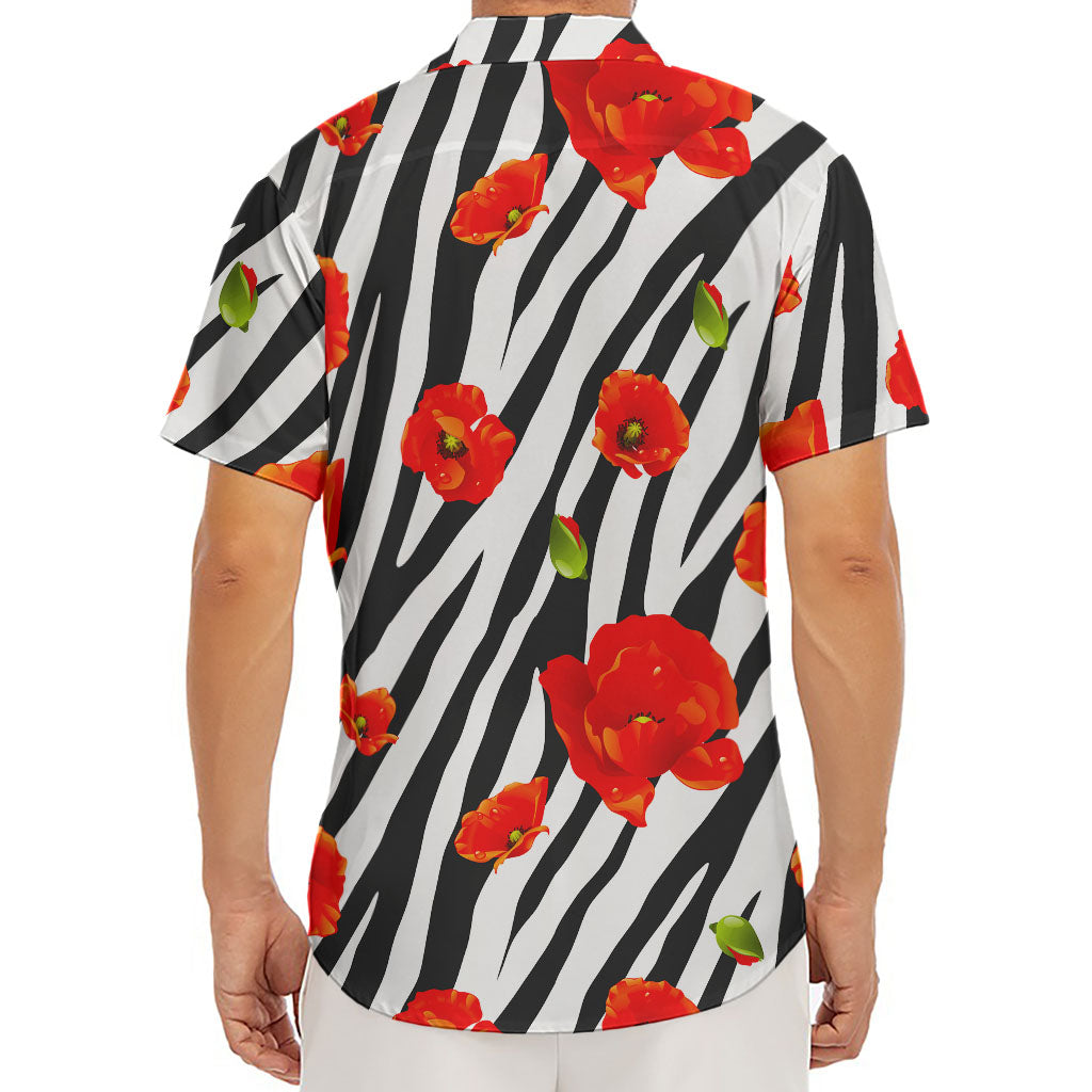 Black White Zebra Flower Pattern Print Men's Deep V-Neck Shirt