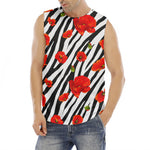 Black White Zebra Flower Pattern Print Men's Fitness Tank Top