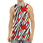 Black White Zebra Flower Pattern Print Men's Muscle Tank Top