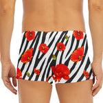 Black White Zebra Flower Pattern Print Men's Short Boxer Briefs