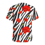 Black White Zebra Flower Pattern Print Men's Sports T-Shirt