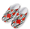 Black White Zebra Flower Pattern Print Mesh Casual Shoes