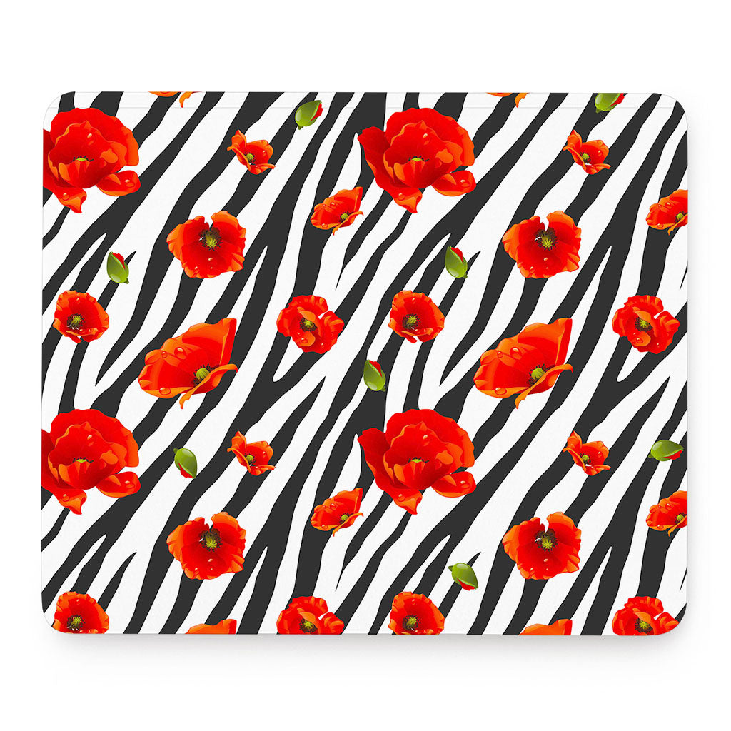 Black White Zebra Flower Pattern Print Mouse Pad