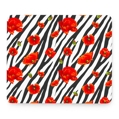 Black White Zebra Flower Pattern Print Mouse Pad