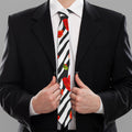 Black White Zebra Flower Pattern Print Necktie