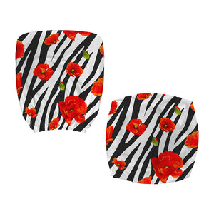 Black White Zebra Flower Pattern Print Office Chair Cover