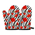 Black White Zebra Flower Pattern Print Oven Mitts