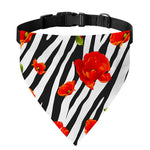 Black White Zebra Flower Pattern Print Over The Collar Dog Bandana
