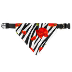 Black White Zebra Flower Pattern Print Over The Collar Dog Bandana