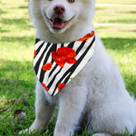 Black White Zebra Flower Pattern Print Over The Collar Dog Bandana