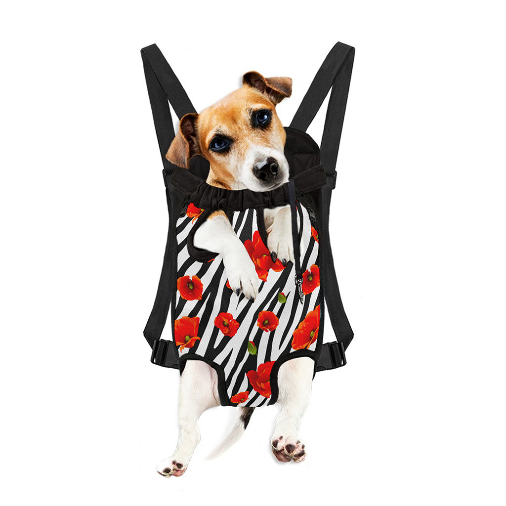Black White Zebra Flower Pattern Print Pet Carrier Backpack
