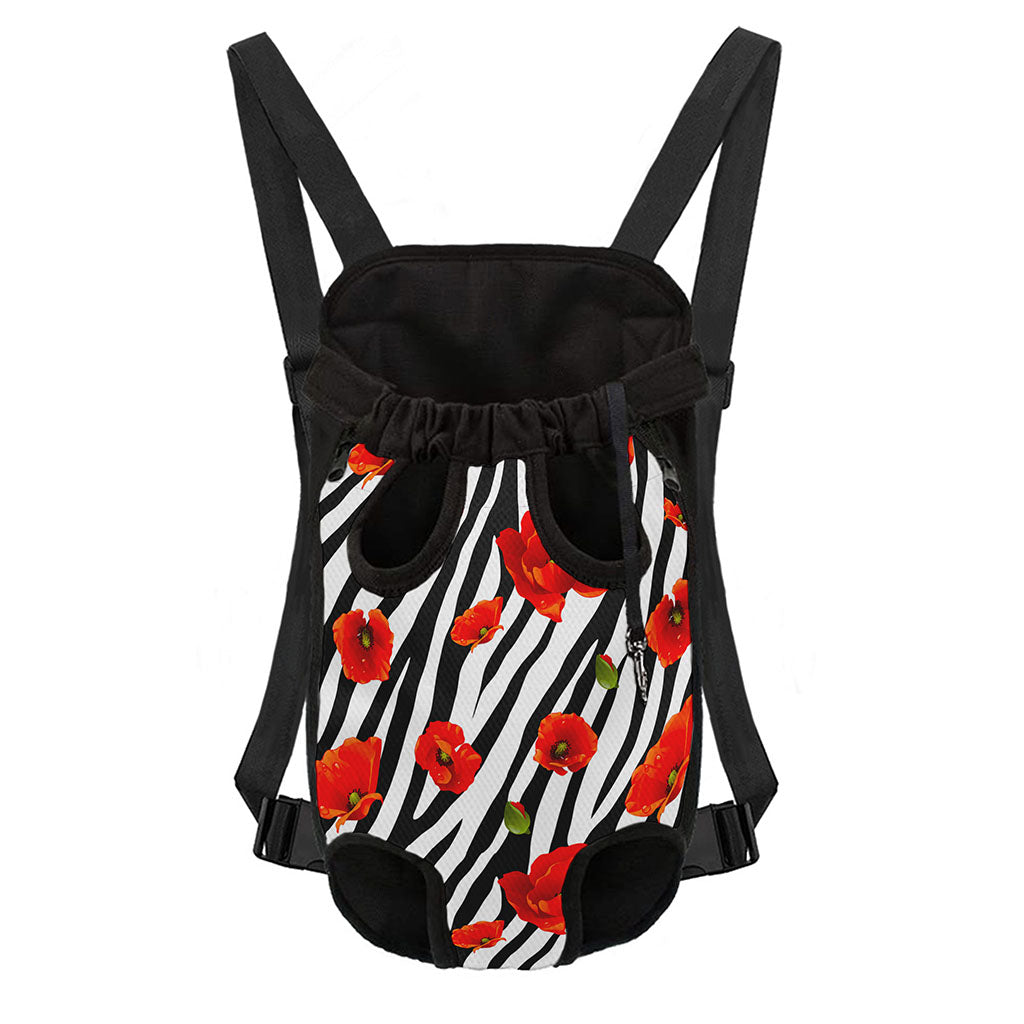 Black White Zebra Flower Pattern Print Pet Carrier Backpack