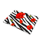 Black White Zebra Flower Pattern Print Pet Cooling Mat Cover