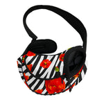 Black White Zebra Flower Pattern Print Pet Sling Carrier