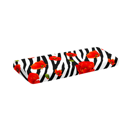 Black White Zebra Flower Pattern Print Piano Keyboard Cover