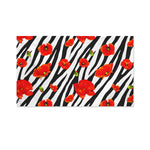 Black White Zebra Flower Pattern Print Polyester Flag