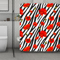 Black White Zebra Flower Pattern Print Polyester Shower Curtain