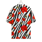 Black White Zebra Flower Pattern Print Rayon Hawaiian Shirt