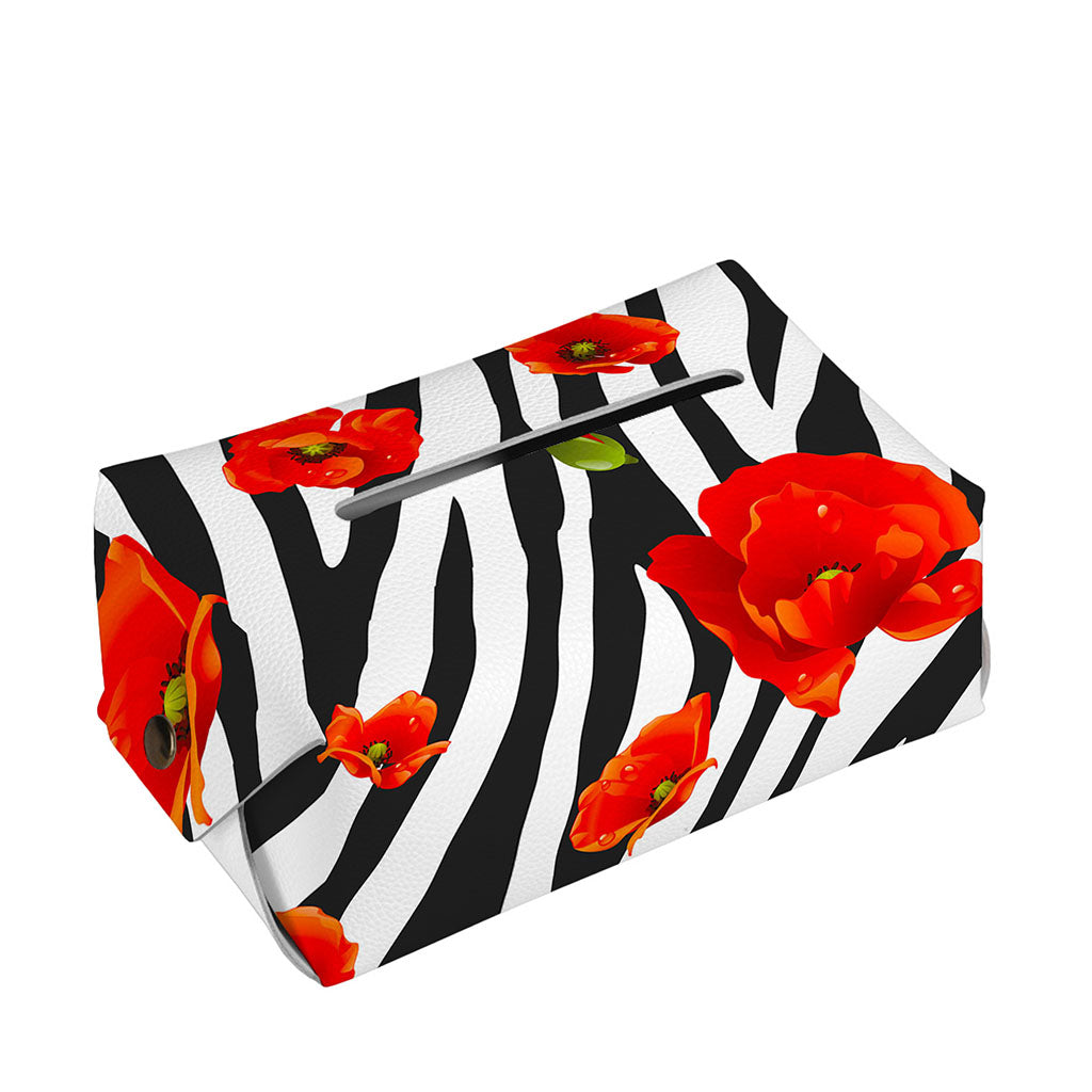 Black White Zebra Flower Pattern Print Rectangle Tissue Box Cover