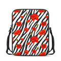 Black White Zebra Flower Pattern Print Rectangular Crossbody Bag
