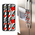 Black White Zebra Flower Pattern Print Refrigerator Handle Covers