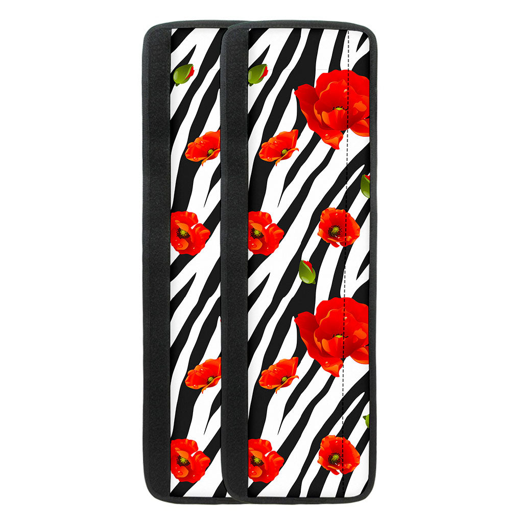 Black White Zebra Flower Pattern Print Refrigerator Handle Covers