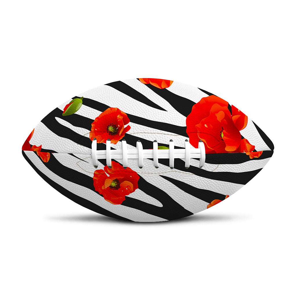 Black White Zebra Flower Pattern Print Rugby Ball