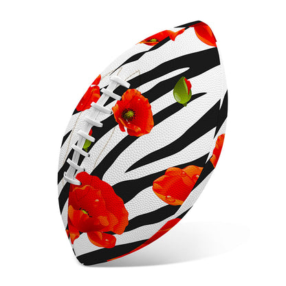 Black White Zebra Flower Pattern Print Rugby Ball