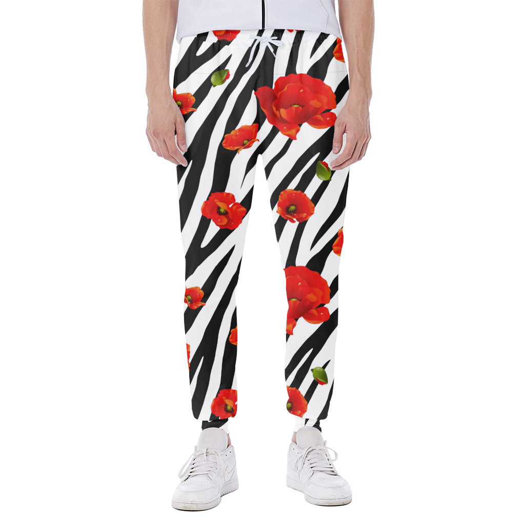 Black White Zebra Flower Pattern Print Scuba Joggers