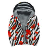 Black White Zebra Flower Pattern Print Sherpa Lined Zip Up Hoodie