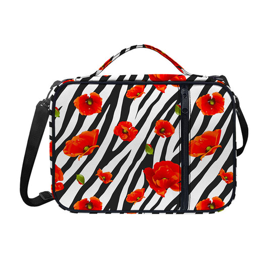 Black White Zebra Flower Pattern Print Shoulder Strap Bible Bag