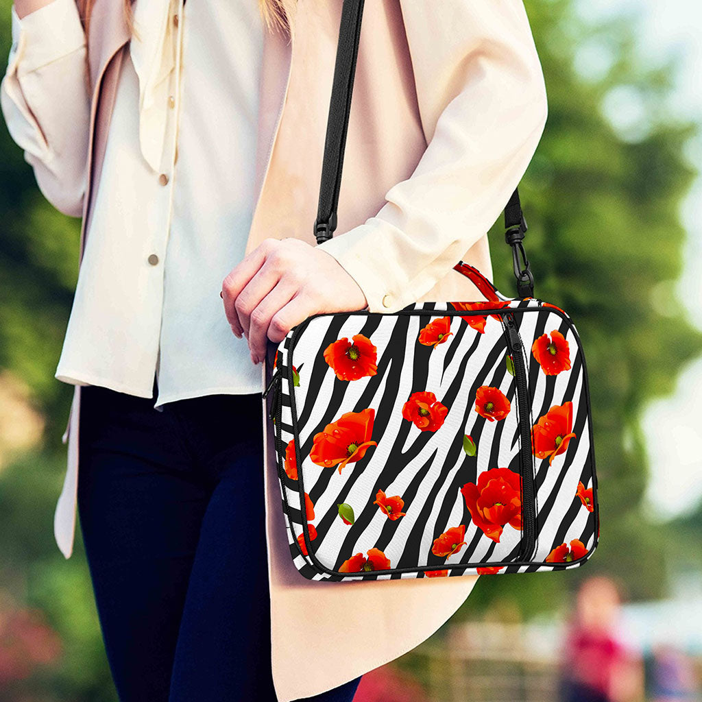 Black White Zebra Flower Pattern Print Shoulder Strap Bible Bag
