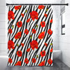 Black White Zebra Flower Pattern Print Shower Curtain