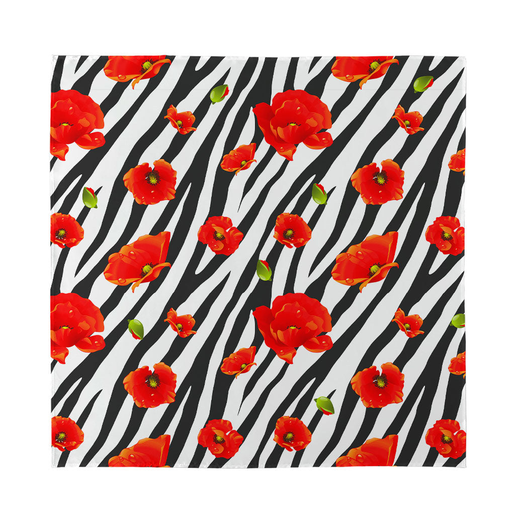 Black White Zebra Flower Pattern Print Silk Bandana